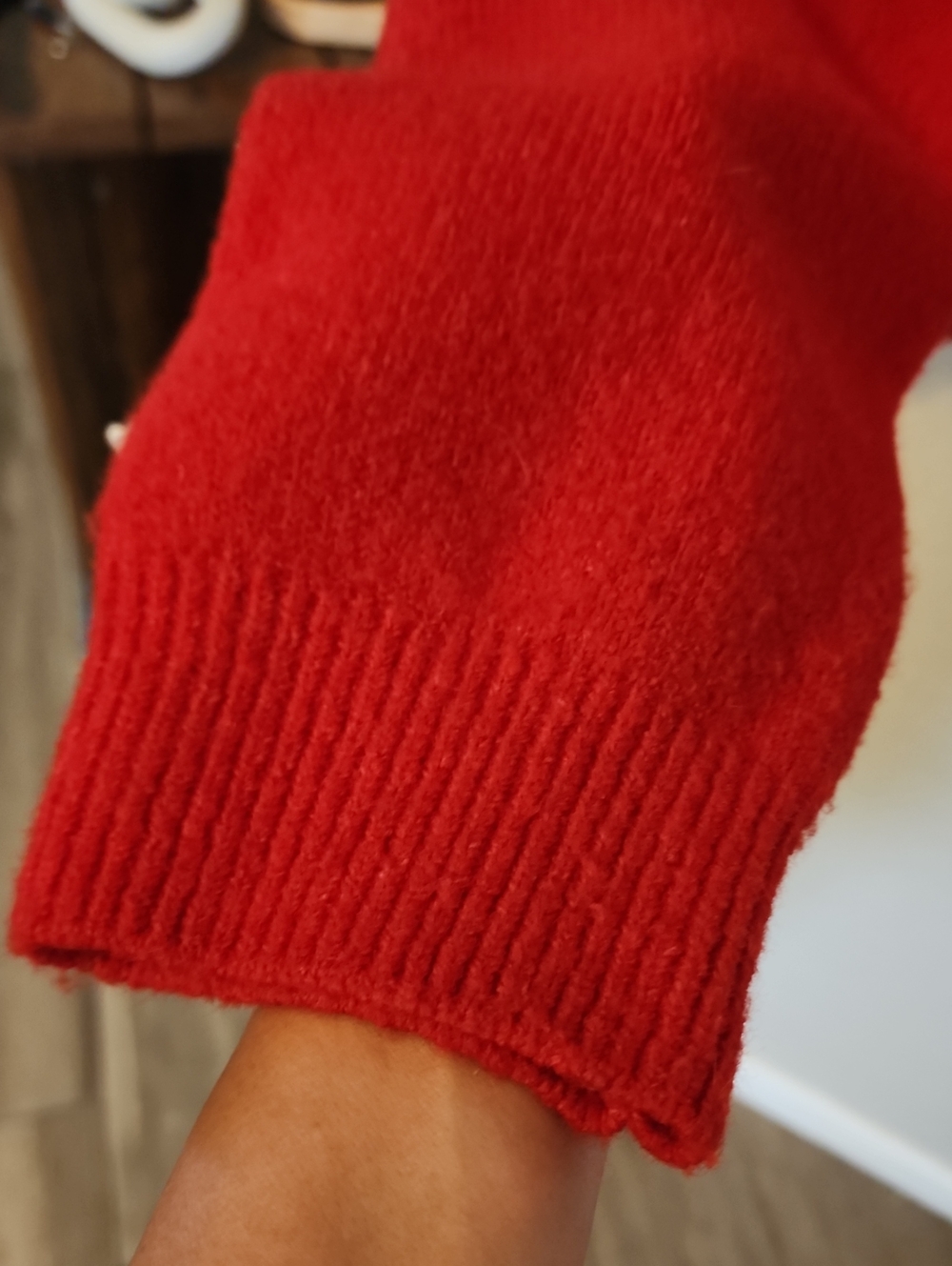 Red Button Up Sweater - Picture 4 of 7